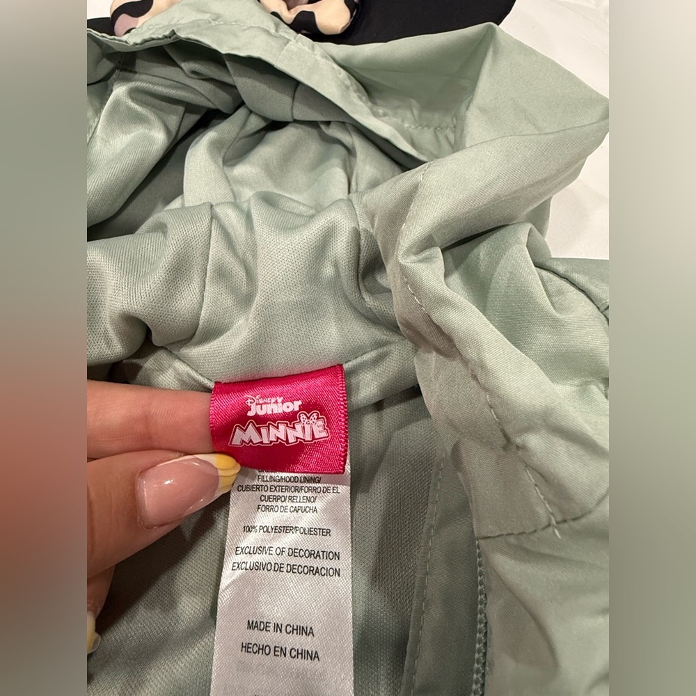 Disney Girls Mint Green Minnie Ear Hooded Raincoat with Bow - Picture 3 of 5
